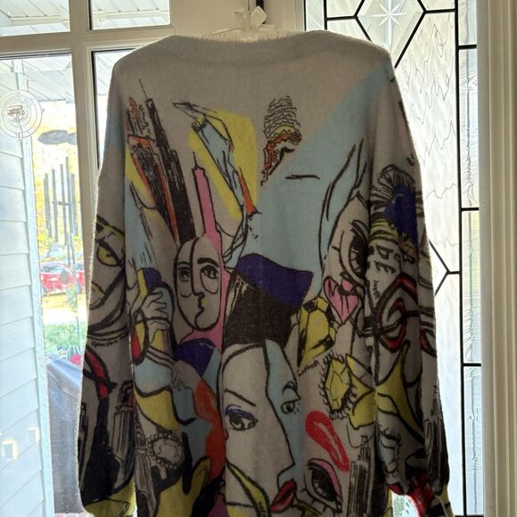 Pop Art Abstract Print Picasso Oversized Tunic Sweater MiniDress OS Wool - Picture 9 of 12